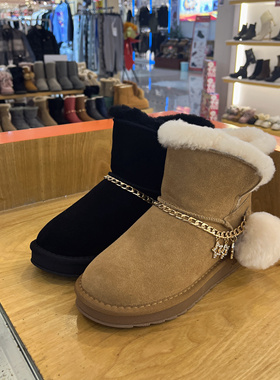 索菲娅女鞋冬季新款牛皮厚底时尚百搭保暖女短靴女靴SF0411A251