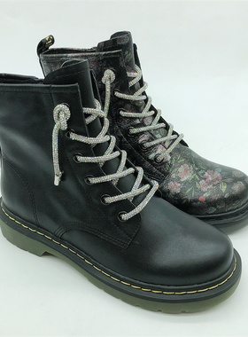 Safiya索菲娅2021冬款新品英伦风平底圆头绑带女马丁靴SF14116020