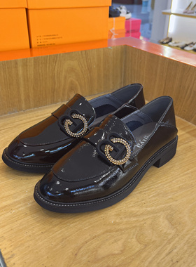 索菲娅2021春新款英伦风小皮鞋漆皮方头乐福鞋SF11112717