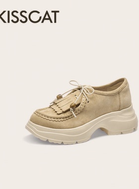 专柜正品袋鼠鞋2025夏季新款厚底牛津鞋真皮增高袋鼠鞋KA65169-50