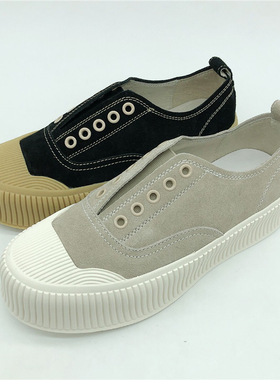 接吻猫2021春圆头舒适松糕底黑色简约运动休闲低帮鞋女KA21172-52