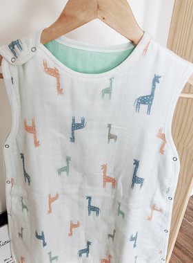 春秋睡袋！八层muslin竹棉新生儿睡袋 八层纱布背心款睡袋防踢被