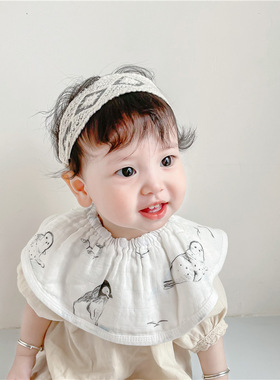 ins韩国儿童360可旋转四层竹棉纱布围嘴新生儿吃饭围兜宝宝口水巾