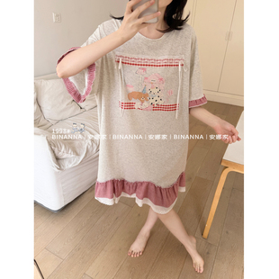 睡裙女款夏2026新款短袖丝光棉洋气连衣裙纯棉薄款家居服夏款睡衣