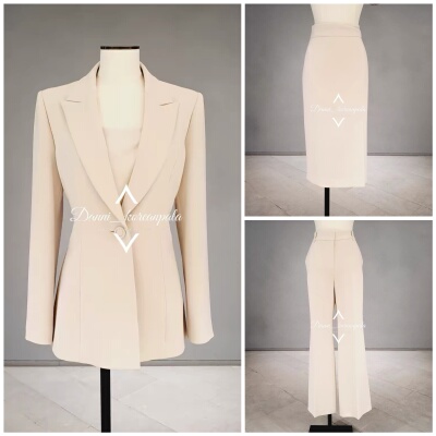 26年韩版气质优雅白领时尚通勤显瘦百搭西装吊带半身裙西裤四件套