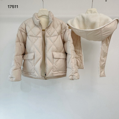 25年冬季新款韩版简约时尚厚实保暖菱形格鹅绒连帽羽绒服17511