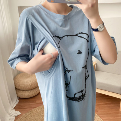 孕妇哺乳装外出时尚连衣裙夏季辣妈款期女装母乳外穿喂奶衣服潮妈