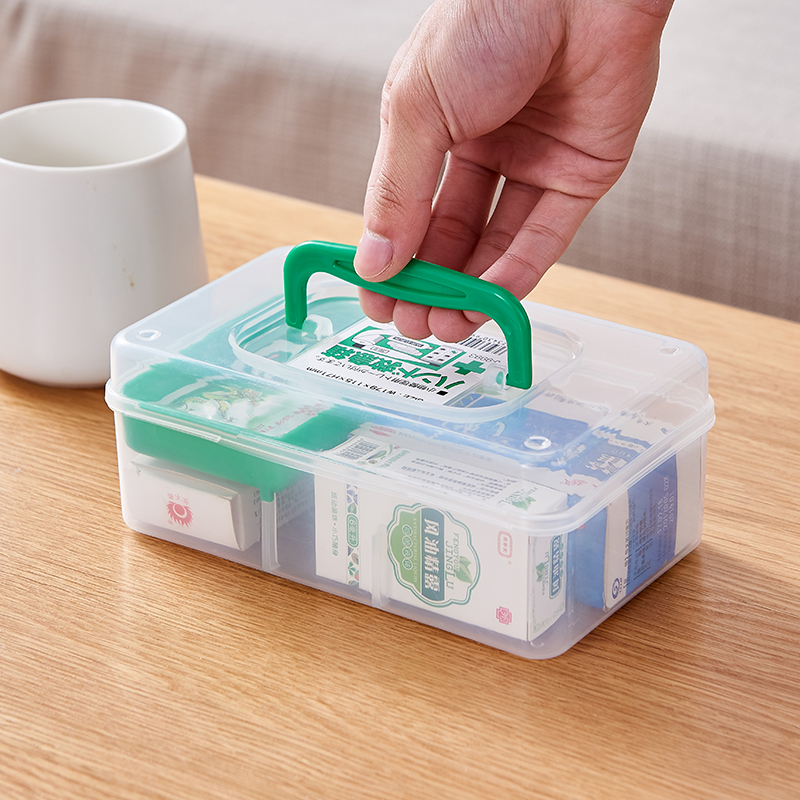 日本进口医药箱小型家庭用药品药物收纳盒家用便携式手提医护药盒