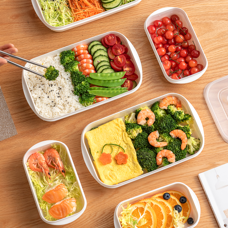 日本冰箱保鲜盒食品级饭盒微波炉加热便当盒轻便密封塑料冷冻餐盒