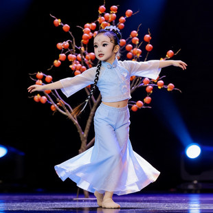 云水谣舞蹈服儿童民族胶州秧歌诗雨江南山水画踩水舞外婆桥演出服