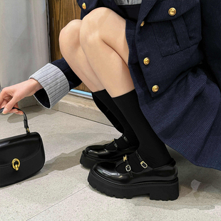 头层牛皮松糕厚底增高小皮鞋 轻奢方扣百搭英伦风乐福鞋 小发喵