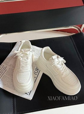 【小发喵】5cm厚底增高女鞋显腿长百搭白色休闲运动板鞋学生潮鞋