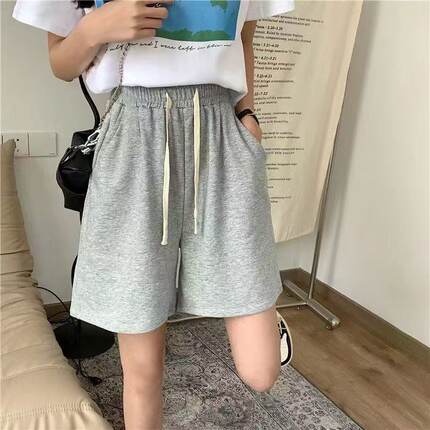 夏季短裤女生宽松休闲百搭时尚潮流纯色运动直筒显瘦跑步五分短裤