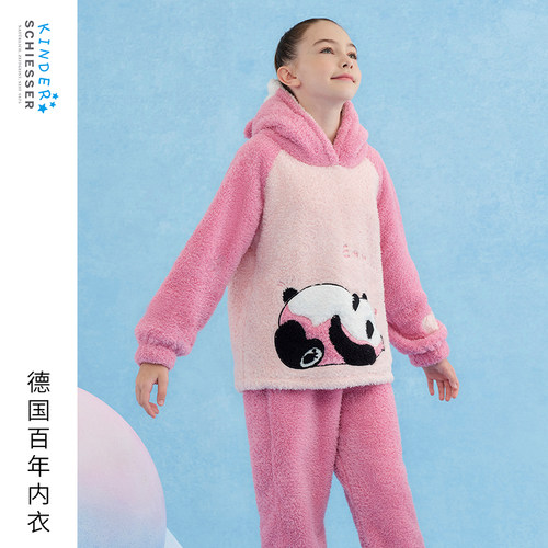 舒雅女童法兰绒家居服套装