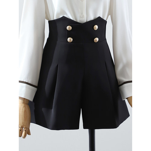 超高腰通勤简尚夏季西装短裤