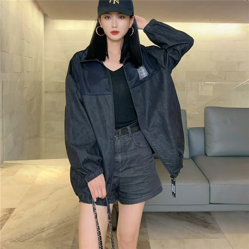 品牌女装2026春秋新款宽松拼接夹克中长款牛仔外套女