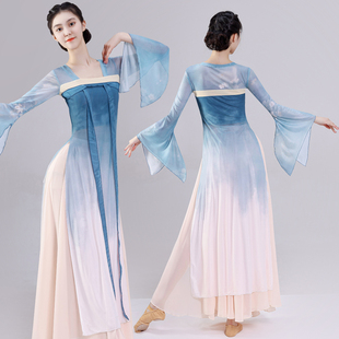 演出服装 新款 古典舞蹈服女飘逸中国舞练功服身韵纱衣齐胸襦裙长款