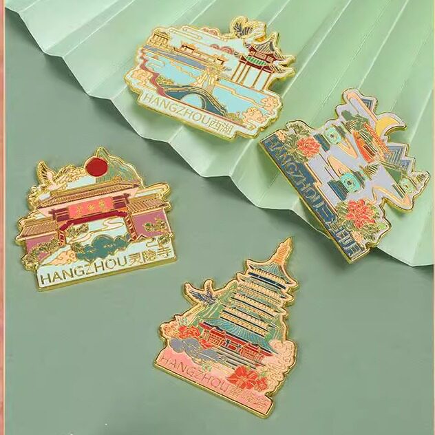 杭州西湖灵隐寺冰箱贴景点文创产品雷峰塔三潭印月旅游纪念品
