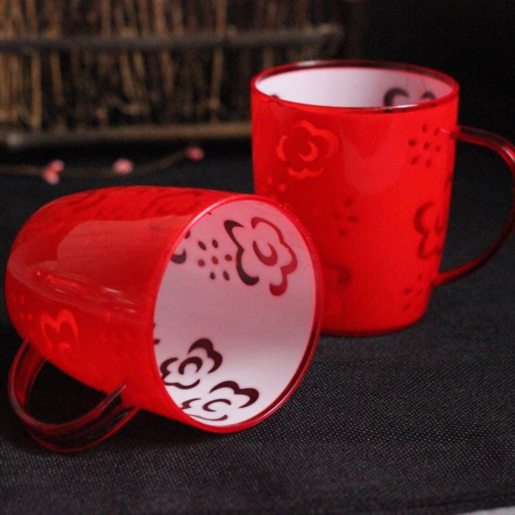 情侣塑料红色一对新婚喜庆漱口杯