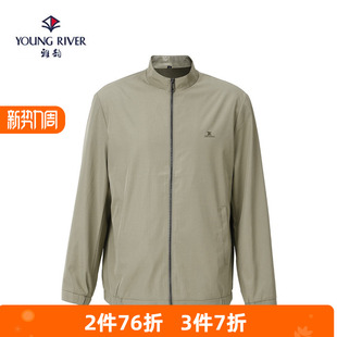 松紧袖 雅韵商务休闲男士 口松紧下摆暗纹秋冬立领夹克 RIVER YOUNG