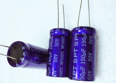 50V150UF 原装台湾SPT 无极NP 分频电解电容 150UF50V 体积:16*31