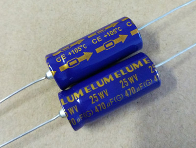 原装ELUM 轴向卧式 音响电解电容 25V470UF 470UF25V 体积：13*30