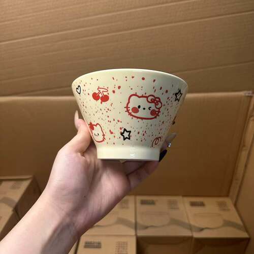 樱桃腮红少女饭碗高颜值ins酸奶甜品蒸蛋釉下彩陶瓷可爱家用宿舍