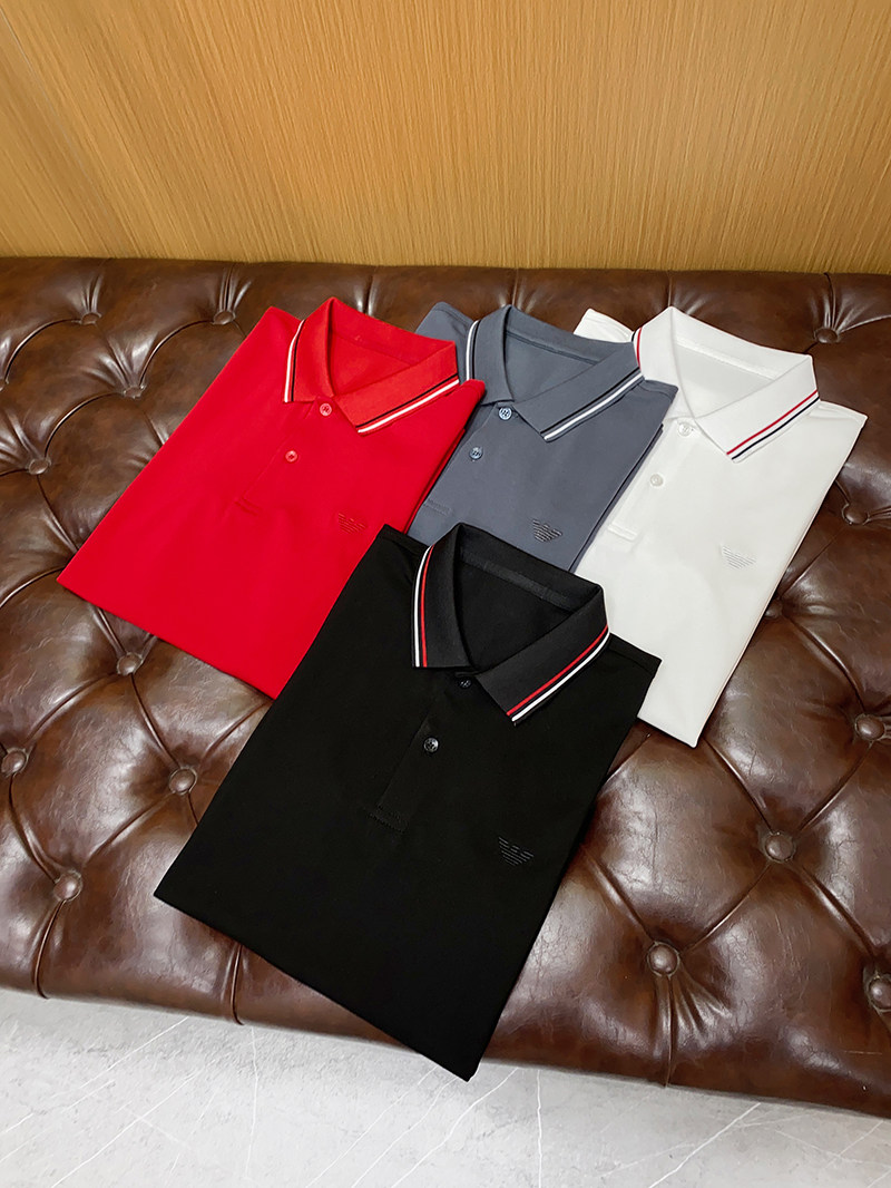 2024春夏珠地丝光棉翻领短袖T恤QT2031-6601-P100，男装Polo衫，钱塘6020-1