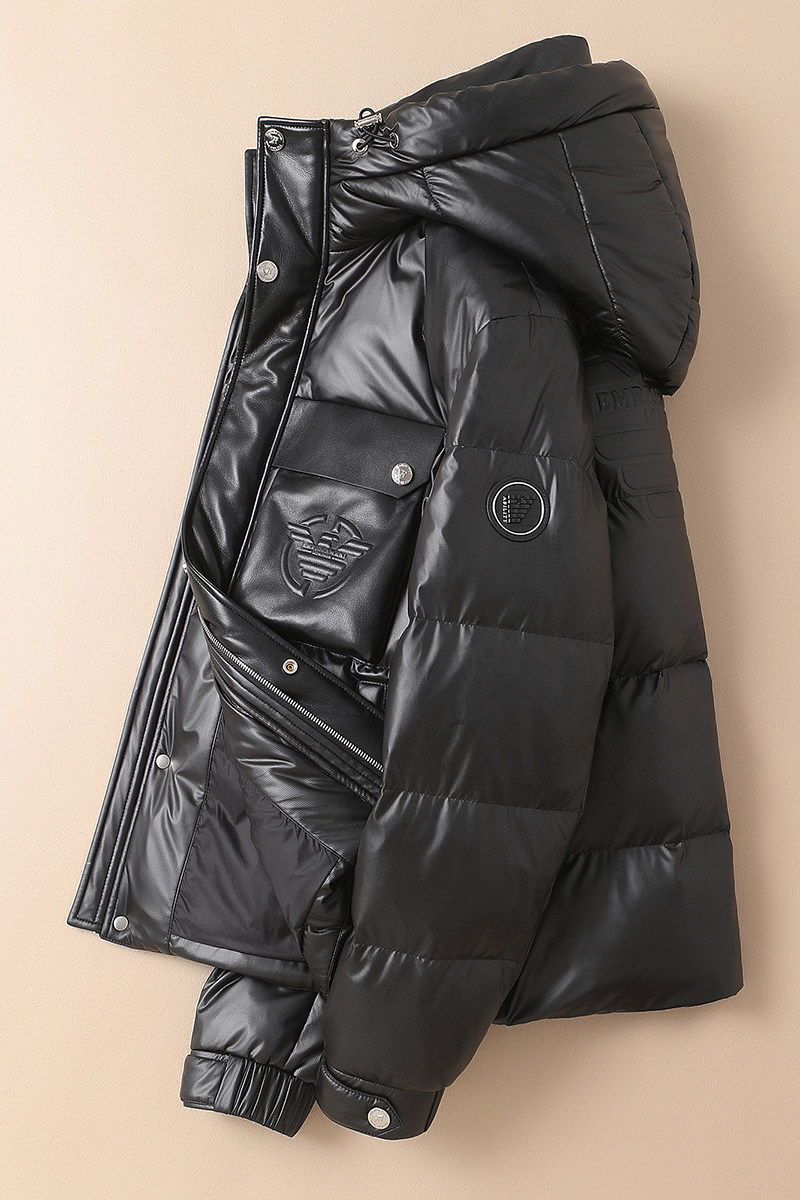 2024新款拼皮连帽羽绒服90白鸭绒QT2031-1337-P440（控价570）,男装羽绒服,钱塘6020-1