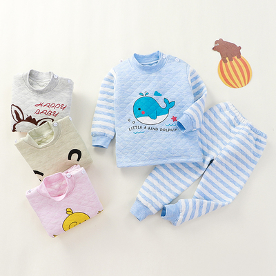 婴儿三层夹棉内衣套装