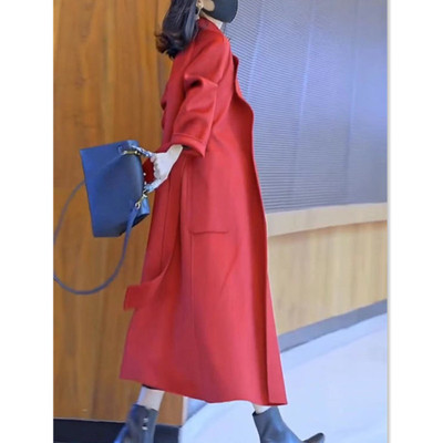 今年流行特惠55323大爱美依缘2025秋冬新款纯色风衣长款毛呢外套