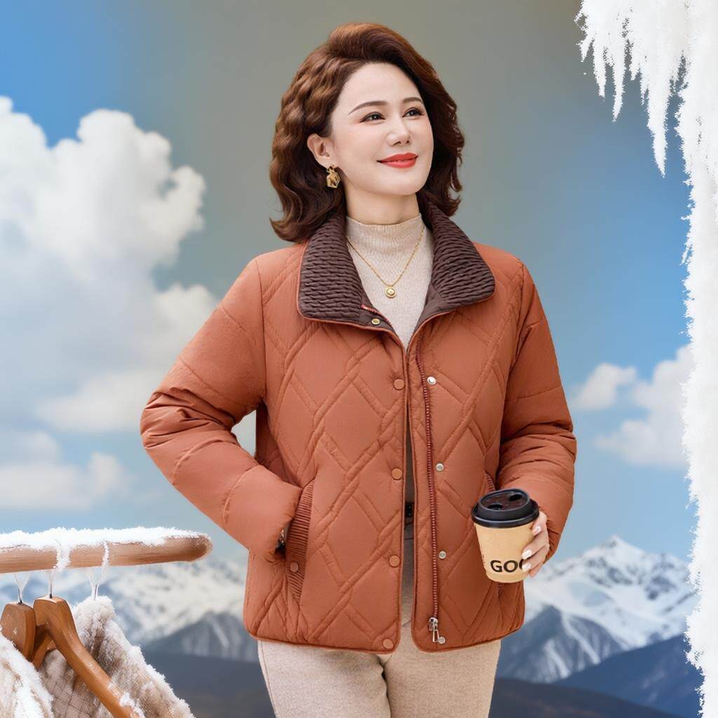 时尚显瘦气质妈妈装秋冬季加绒加厚保暖中老年女装棉服外套上衣服