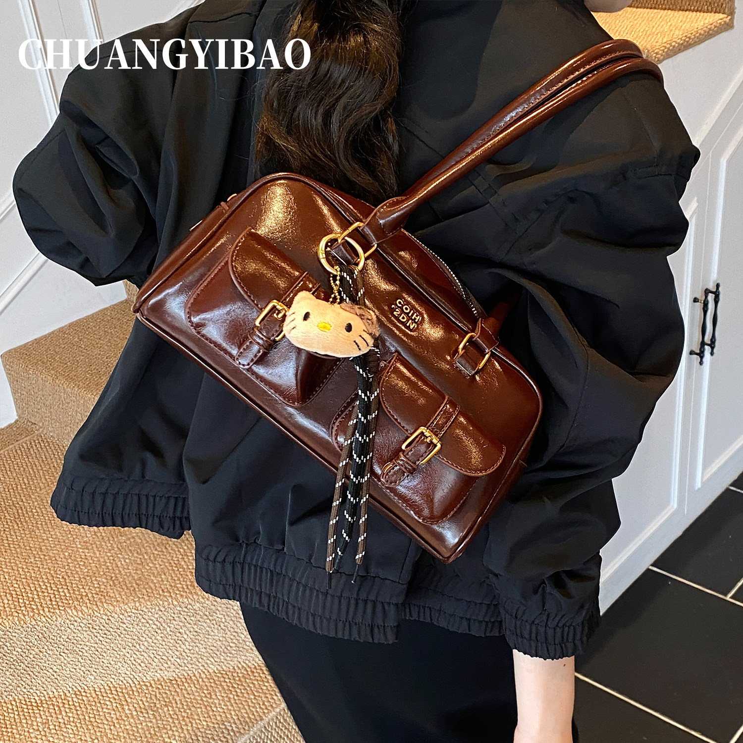 小众高级感复古棕色精致保龄球包