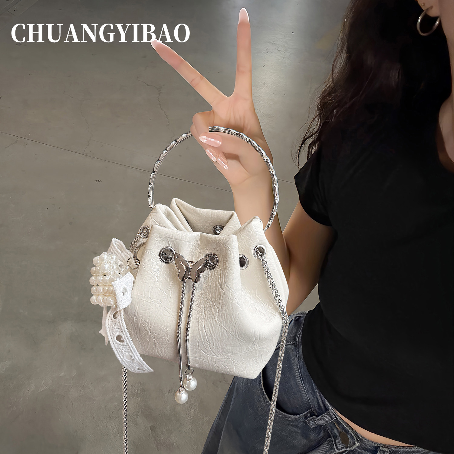 韩版高级质感百搭水桶包包女2025新款小众设计时尚链条斜挎手提包,箱包皮具/热销女包/男包,水桶包,淘宝优惠券,粉丝福利购,淘宝优惠卷