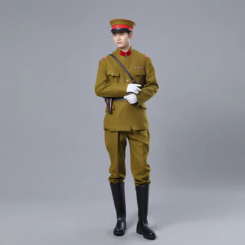 影视剧组话剧团剧本杀反派抗战戏服毛呢套装工装大檐帽肩章领章