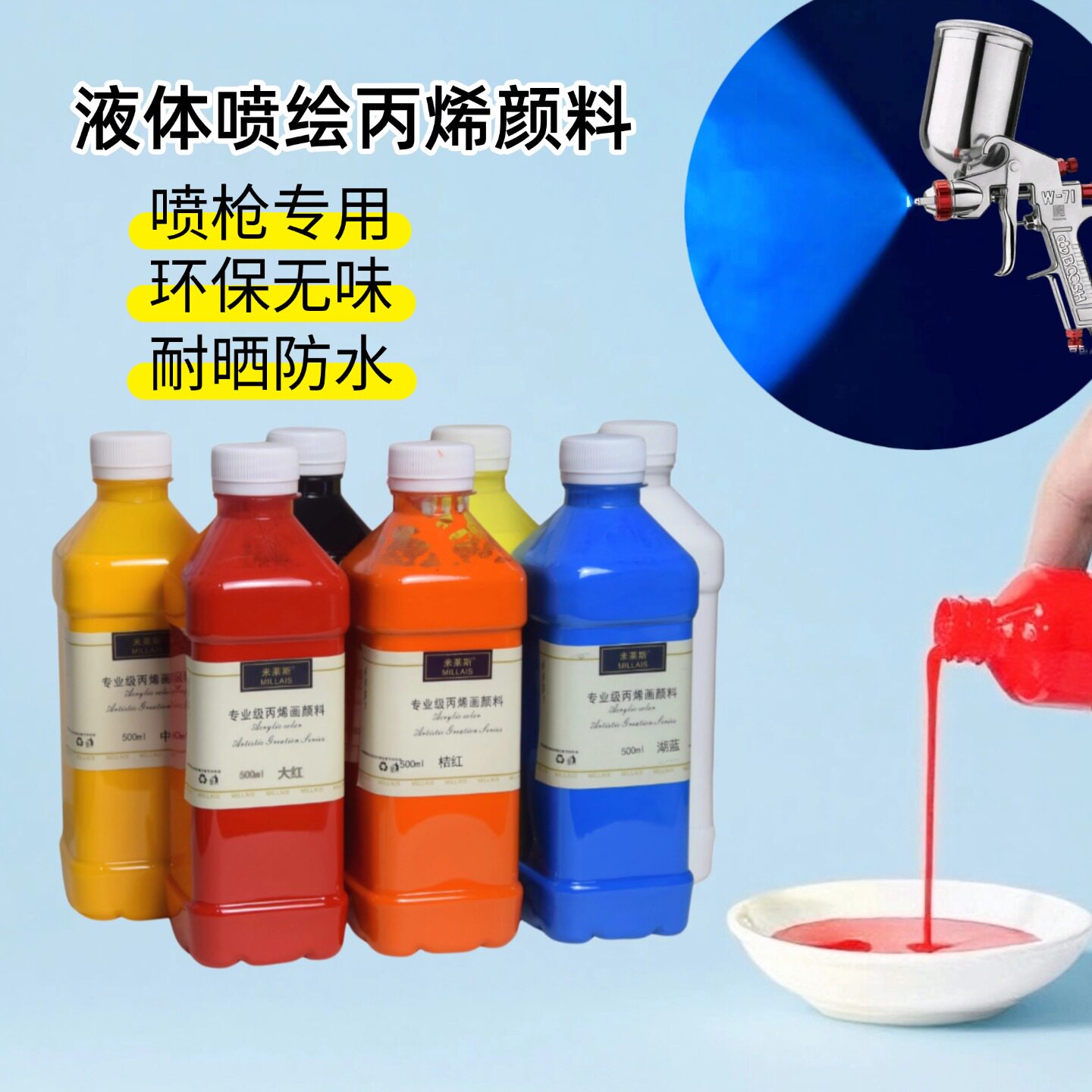 液体喷绘丙烯颜料喷枪喷笔专用图片