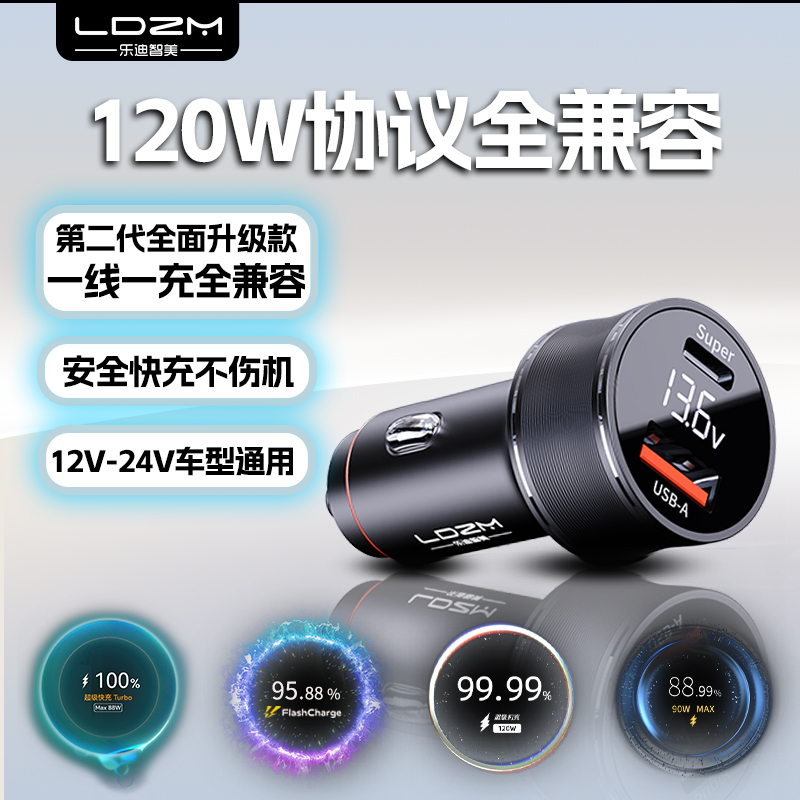 LDZM第二代120W全协议车载充电器