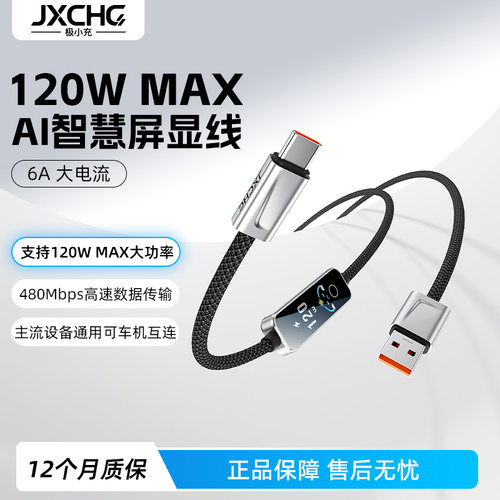 120W快充6A数据线数显动态线