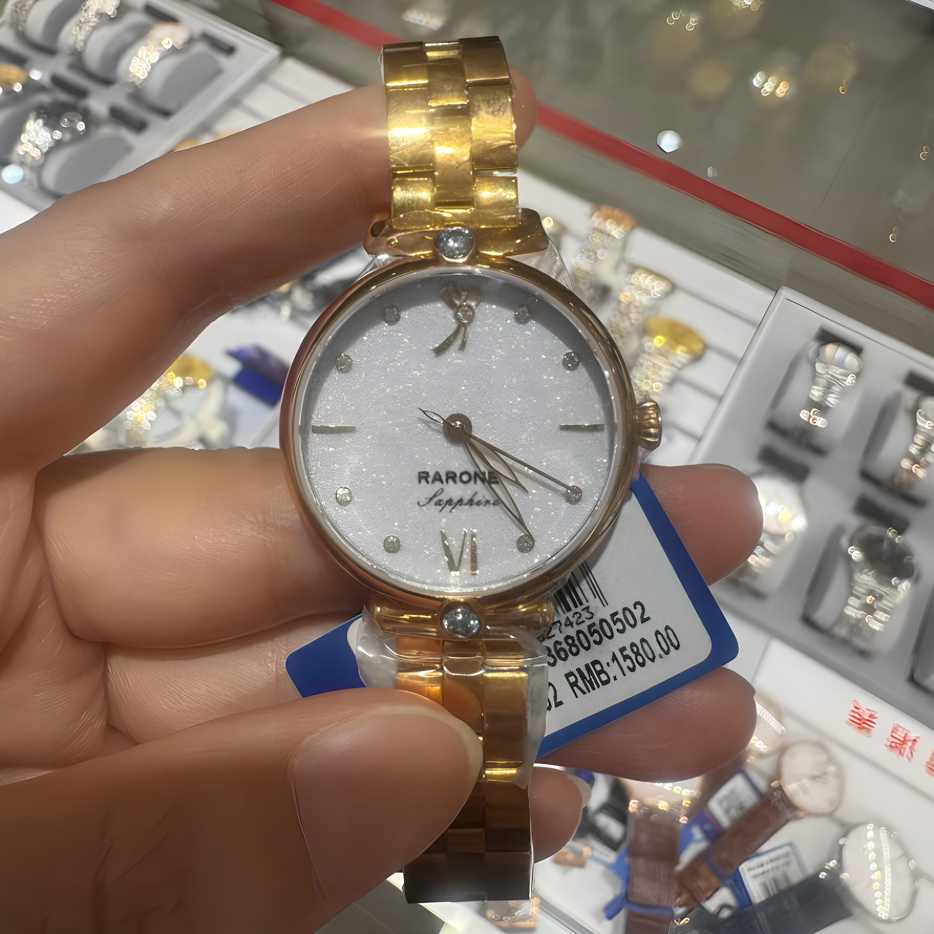 告白礼物雷诺手表时尚镶钻精致女表防水玫金色钢带石英表8320368