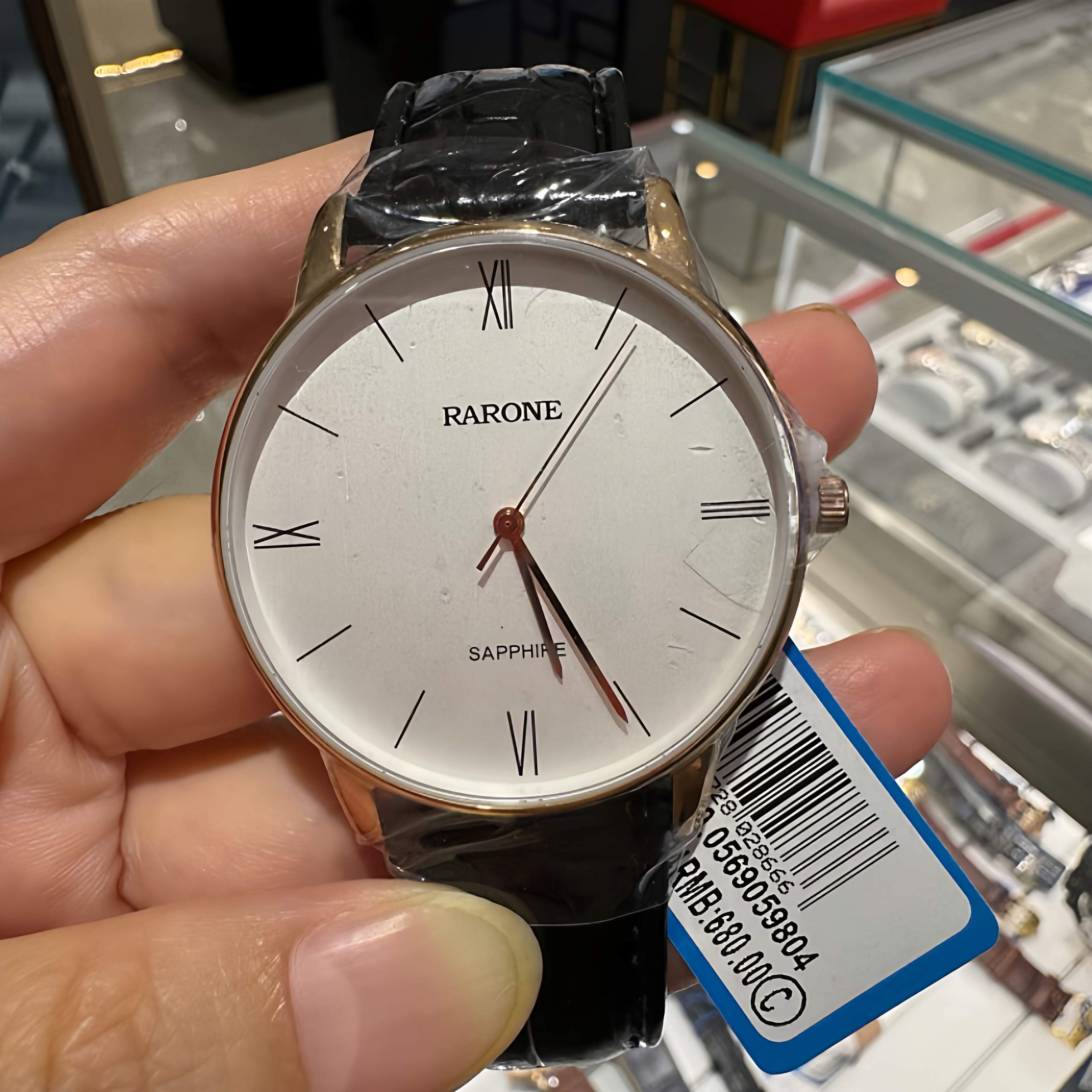 新款特惠RARONE雷诺手表 时尚镀玫金休闲皮带表男士石英表8300569