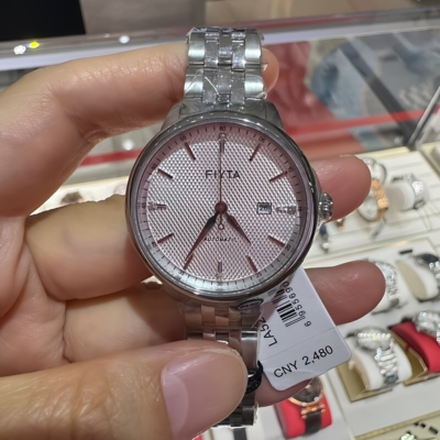 送长辈飞亚达情侣手表简约钢带女表日历防水自动机械男表LA520008