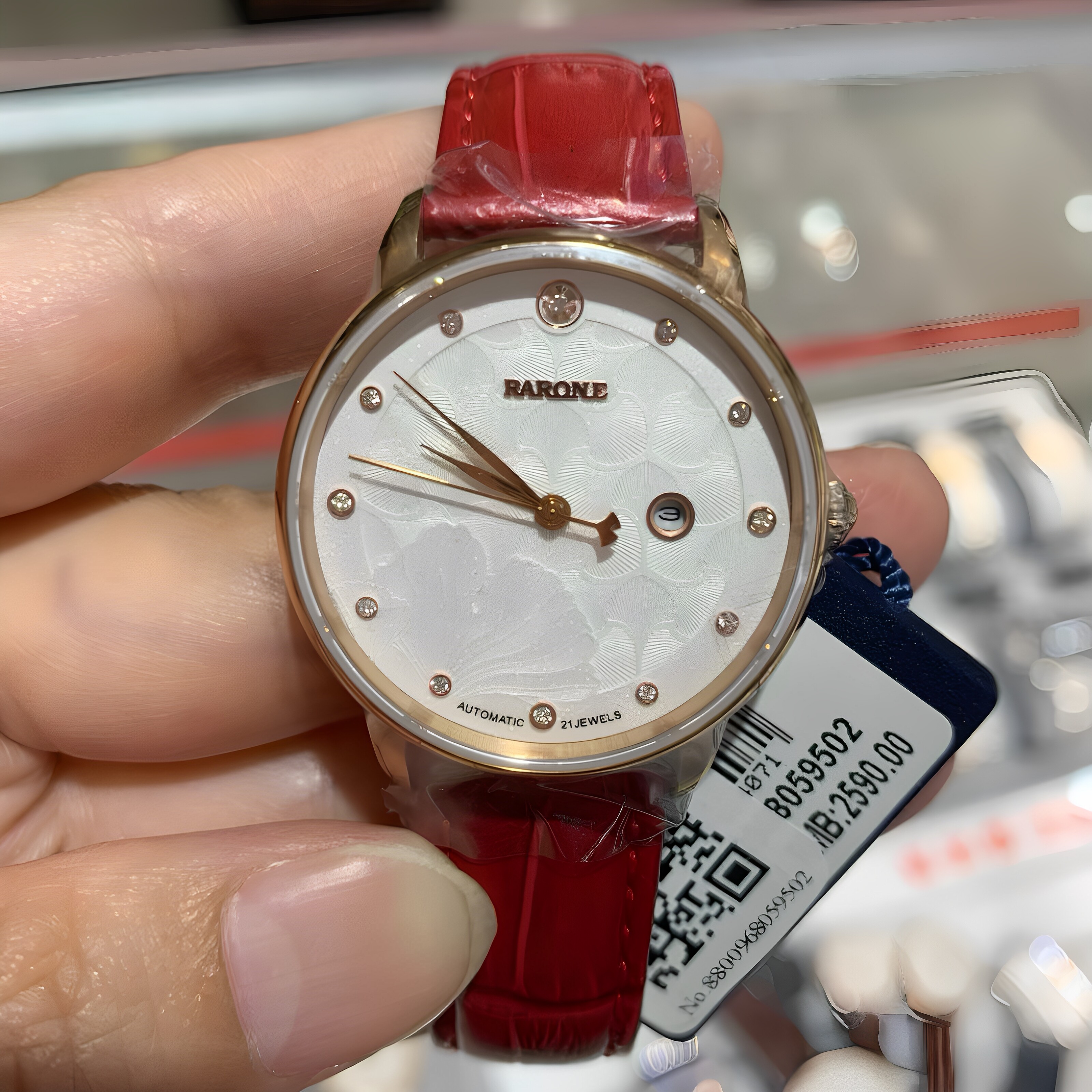 商场新款雷诺手表 时尚镶钻简约女士腕表真皮带休闲机械表8800968