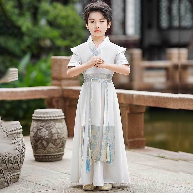 夏季男童汉服短袖2024新款武侠风 中国风 侠客风儿童演出国学服