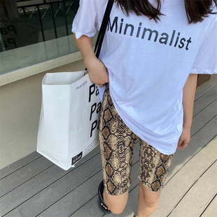 2023新款春季蛇纹五分裤骑行裤纯棉高弹裤子女安全裤单车裤显瘦潮