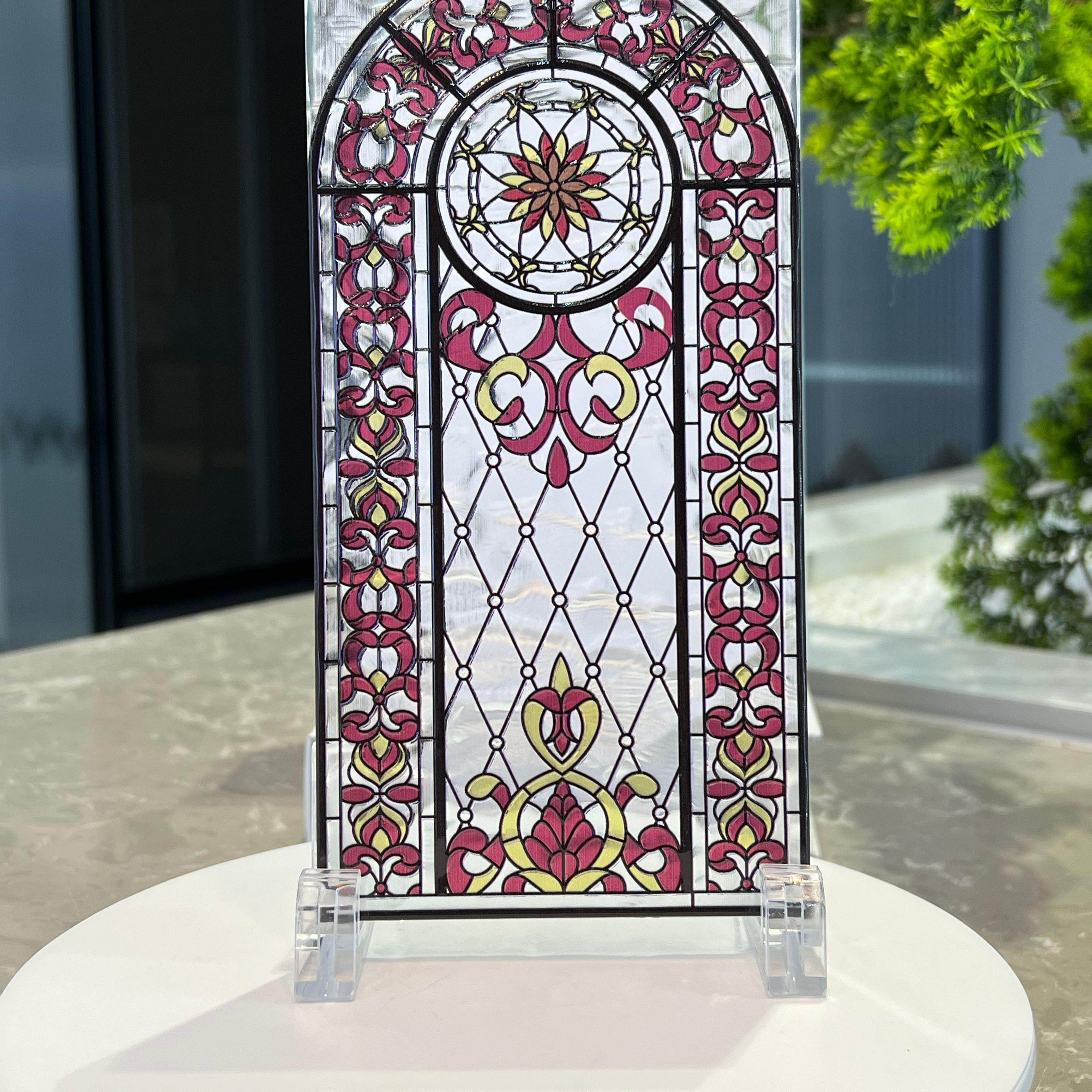 工厂定制珐琅彩艺术玻璃适用于屏风隔断护教堂玻璃移门护栏玄关窗