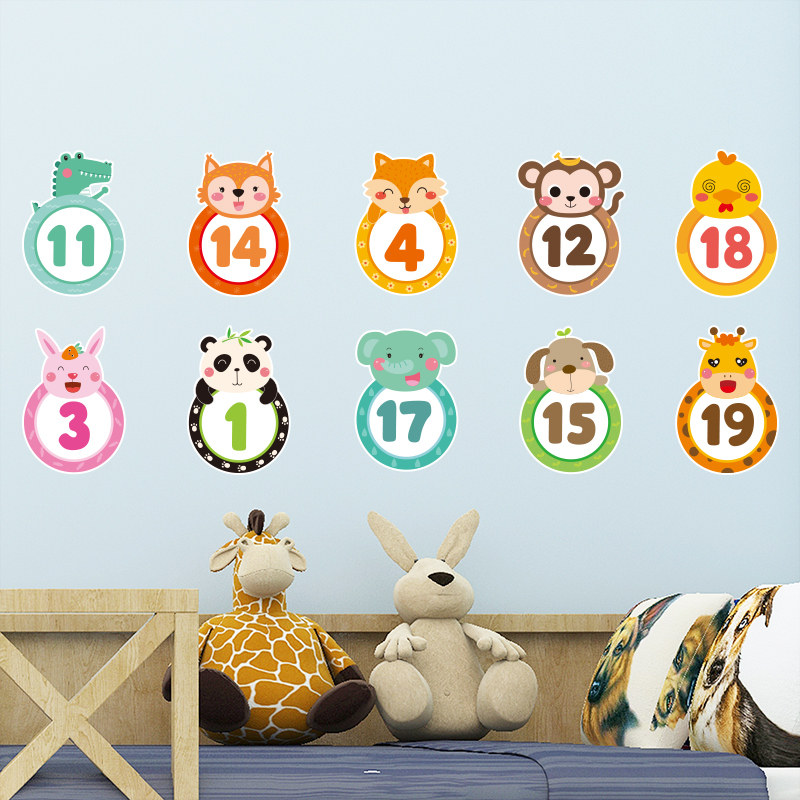 宝宝数字编号墙贴纸幼儿园儿童学号早教认知贴画桌子椅子墙纸自粘