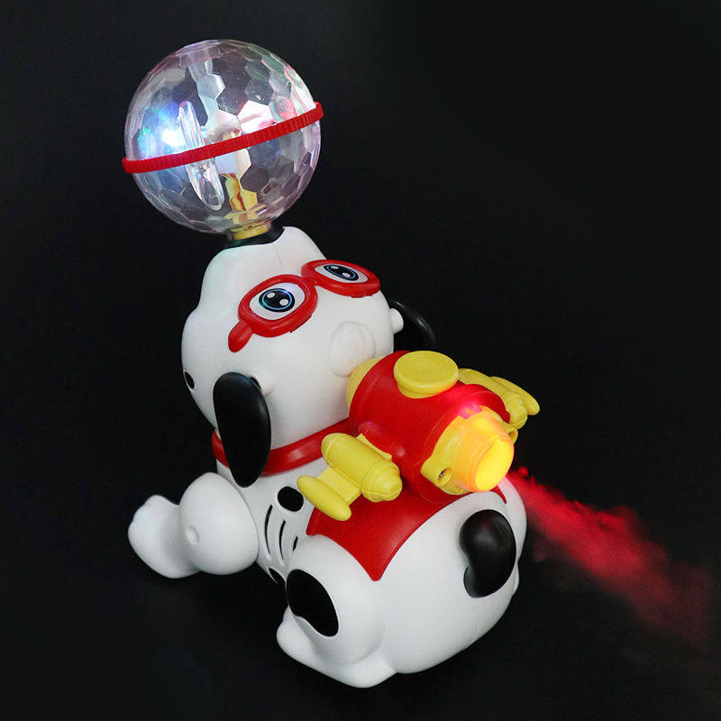 婴儿0-6个月以上三3顶球旋转小狗会动的声光宝宝电动抬头练习玩具