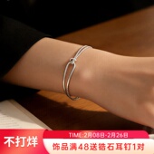 双层叠戴闪钻扭结银手链女小众设计高级感轻奢精致百搭简约手饰