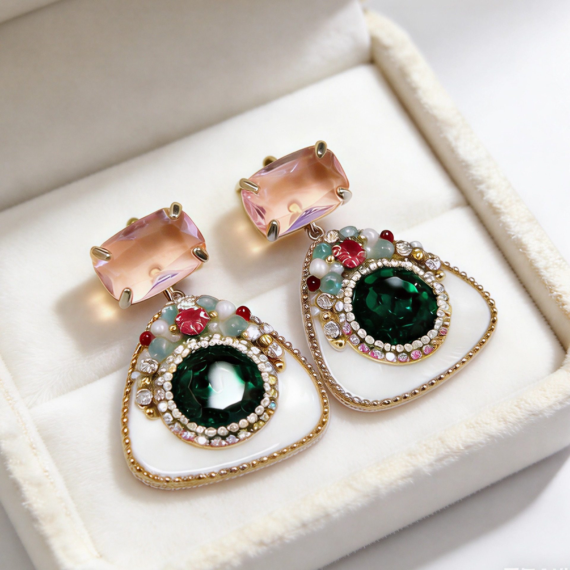 宫廷风耳环女气质水晶几何花朵耳钉法式复古精致轻奢高级感耳饰,饰品/流行首饰/时尚饰品新,耳钉,淘宝优惠券,粉丝福利购,淘宝优惠卷