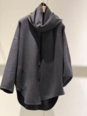 询价私 女 毛呢大衣外套 轻奢北欧风 高品质羊绒羊毛混纺围巾式